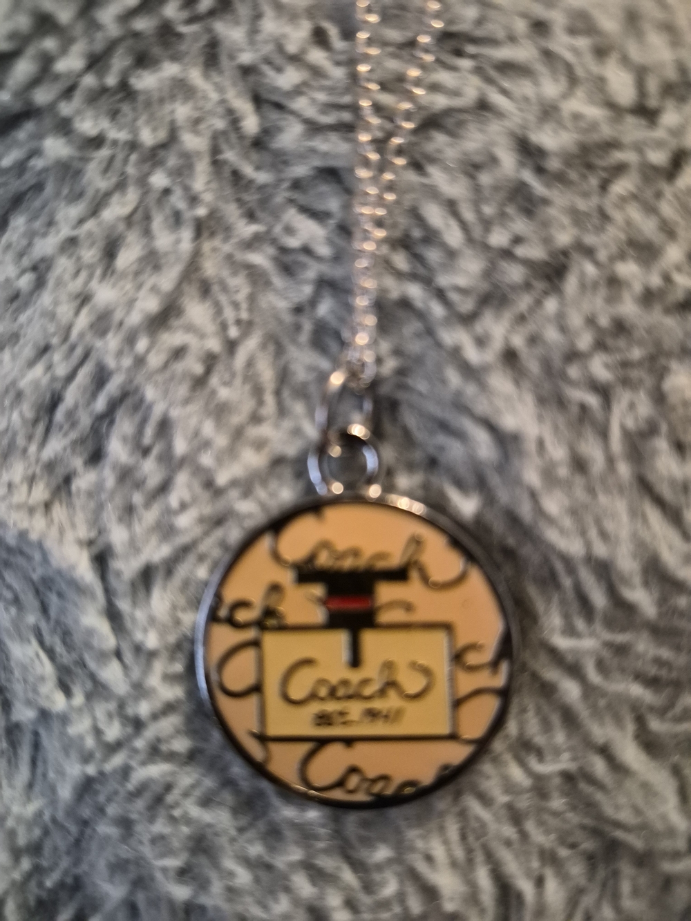 Coach Yellow and Black Logo Pendant Necklace